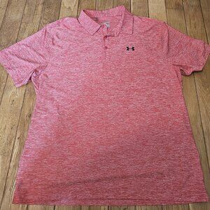 Under Armour Performance Heat Gear Loose POLO XL Heather Rush Red